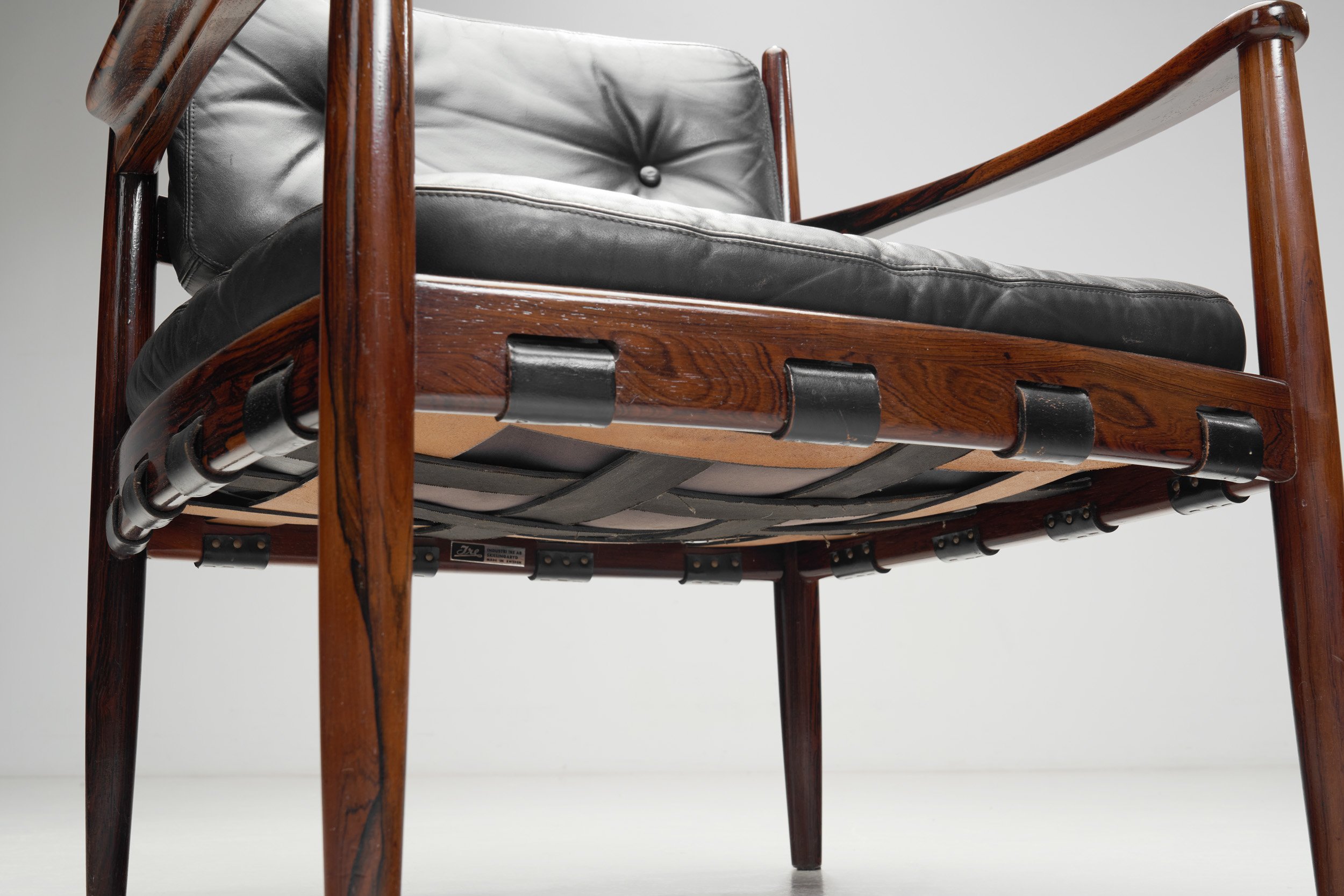 Set of Leather and Wood 'Cadett' Easy Chairs by Eric Merthen for